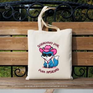 Totebag “Sobrevivo por pura Ansiedad” – Zorro